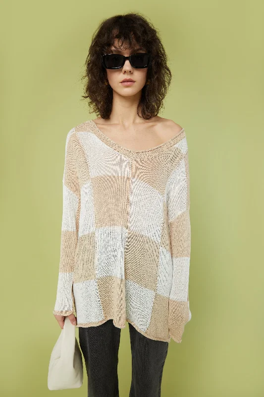 Weekend Discounts to Snag OVERSIZED CHECKERED SWEATER