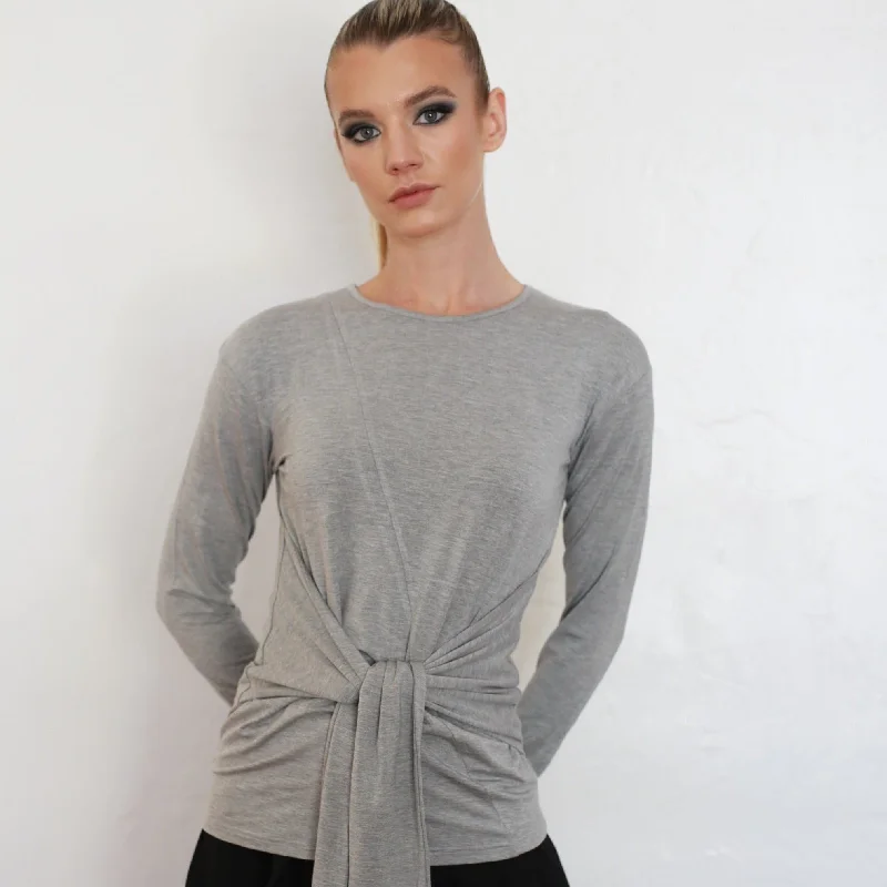 Weekend Deals That Thrill Knotted Waist Top | Grey [Final Sale]