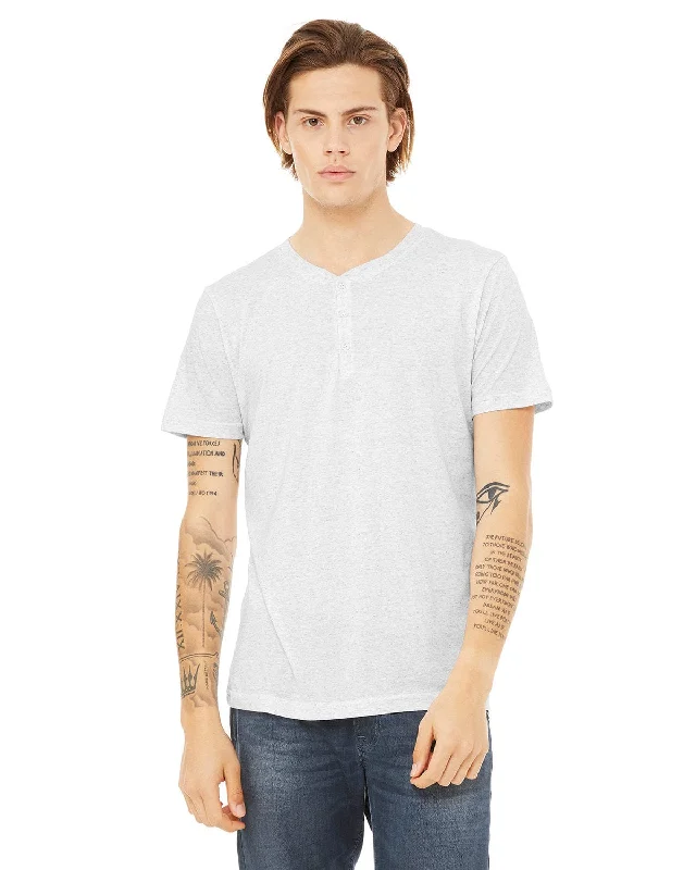 Bella+Canvas Mens Triblend Short Sleeve Henley | Wht Fleck Tribld