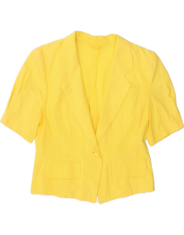 Online Specials BETTY BARCLAY Womens Short Sleeve Blazer Jacket UK 14 Large Yellow