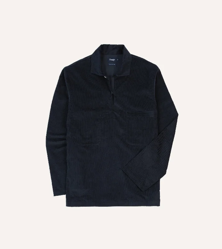 Navy Needlecord Smock