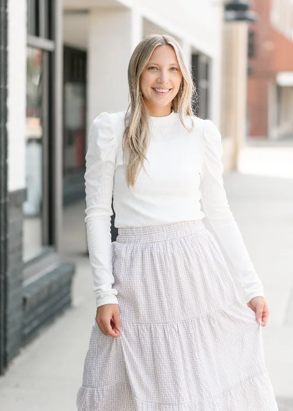 Overstock Faye Mockneck Ribbed Long Sleeve Top - FINAL SALE