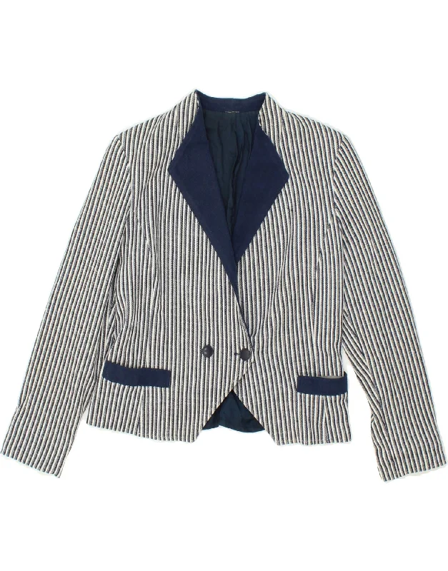Exclusive Offers VINTAGE Womens Double Breasted Blazer Jacket UK 10 Small Navy Blue Striped