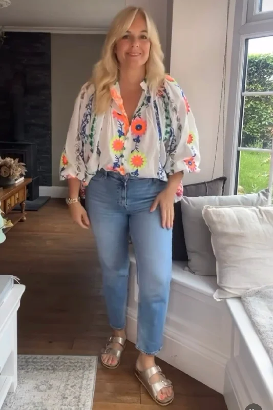 Today's Special Faye Oversize Boho Blouse | White