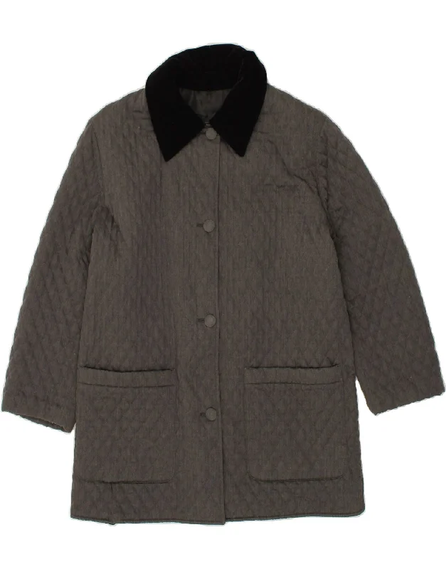 Massive Deals VINTAGE Womens Quilted Overcoat IT 46 Large Grey Polyester