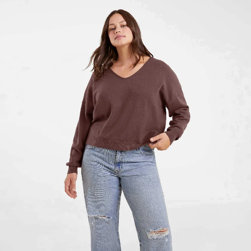 Price Smash Luxe Knit V-Neck Sweater | Coffee