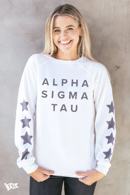 Markdowns Alpha Sigma Tau Star Raglan Crewneck