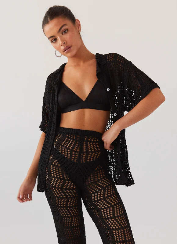 Daily Special Cabo Paradise Crochet Shirt - Black