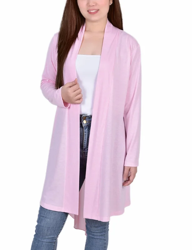 Great Bargain Long Sleeve Knit Cardigan with Chiffon Back
