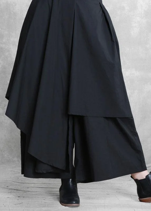 Weekend Discounts to Grab Vintage Black Fashion Casual Asymmetrical Design Fall Wide Leg Pants