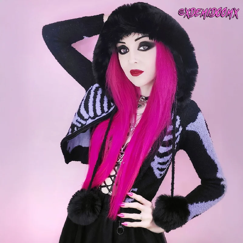 Special Discount Purple Rib Cage Skeleton Fur Cardigan