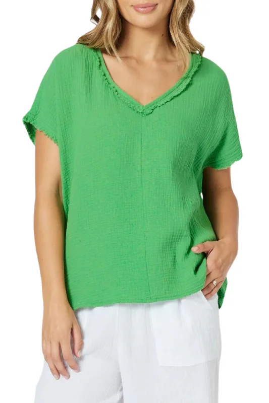 Holiday Sale BYRON COTTON V NECK TOP - 45970T