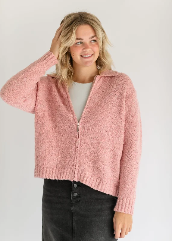 Hot Deal Pink Soft Zip Up Cardigan - FINAL SALE