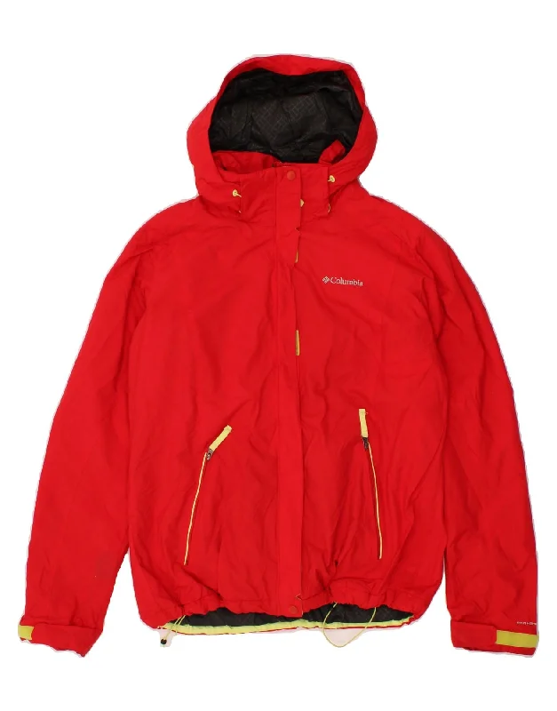 Deal Explosion COLUMBIA Womens Hooded Windbreaker Jacket UK 16 Large Red Nylon