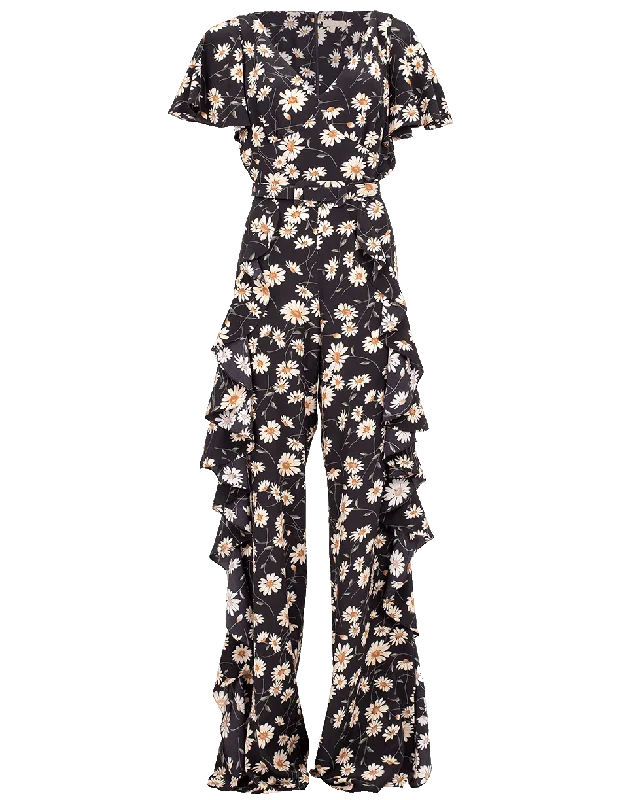 YEAR-End Clearance Daisy Crepe De Chine Ruffled Jumpsuit