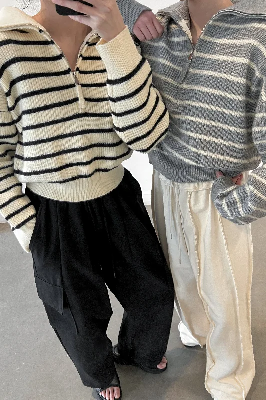 Limited Supply STRIPED HALF ZIP SWEATER