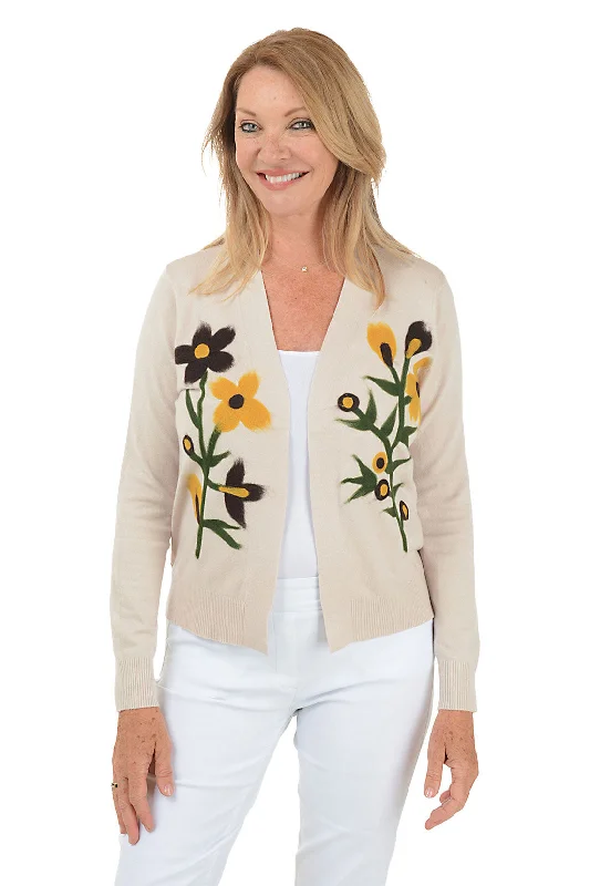 Weekend Bargains to Grab Winter White Felted Flower Buds Open Cardigan