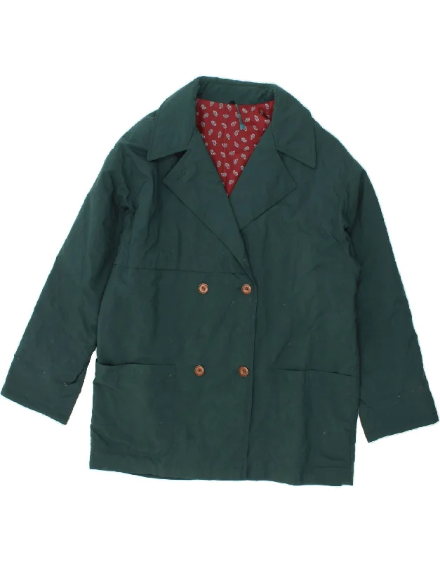 Don't Miss VINTAGE Womens Double Breasted Coat UK 20 2XL Green