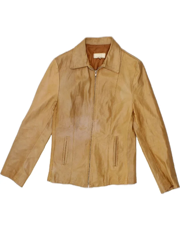 Act Fast BAYSIDE Womens Leather Jacket UK 10 Small Brown Leather