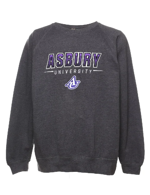 Great Bargains Asbury University Dark Grey & Purple Embroidered Sweatshirt - L