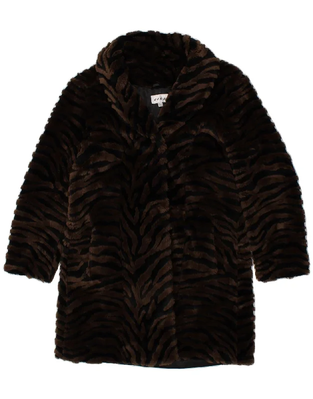 Sneak Peek Sale VINTAGE Womens Faux Fur Overcoat UK 16 Large Brown Animal Print Acrylic Sneak Peek Sale VINTAGE Womens Faux Fur Overcoat UK 16 Large Brown Animal Print Acrylic