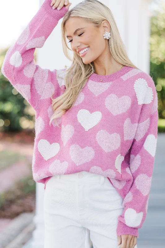 Price Blitz Feeling The Love Pink Heart Pearl Detailed Sweater