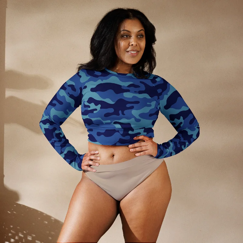 Weekend Specials Just for You SHE REBEL - Fierce Blue Camo Recycled Crop Top UPF 50+