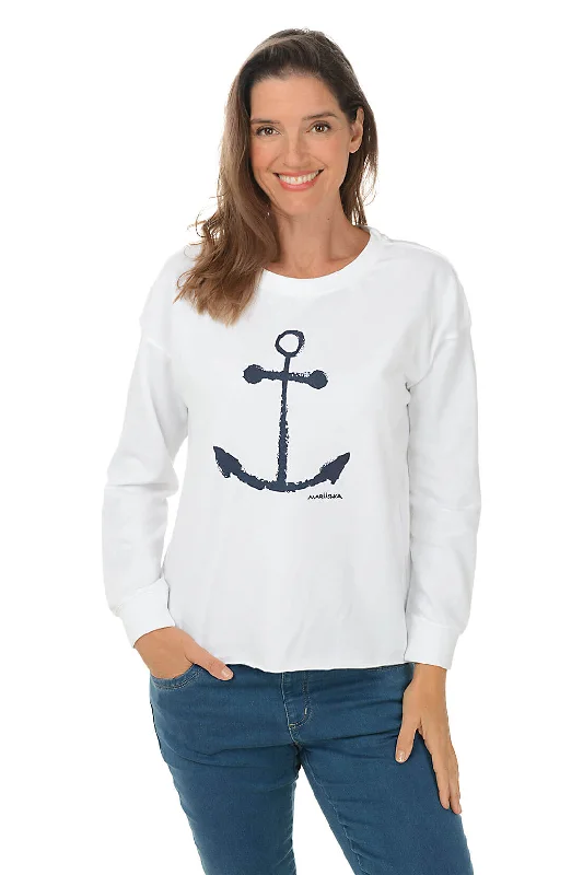 Early Bird Navy Anchor Drop Shoulder Sweatshirt