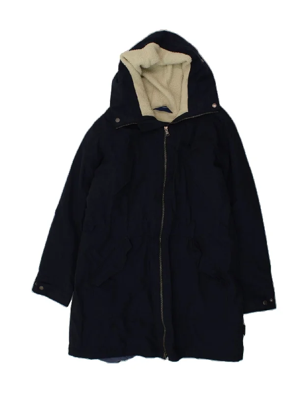 Take Advantage JACK WOLFSKIN Womens Hooded Parka Jacket UK 20 2XL Navy Blue Cotton