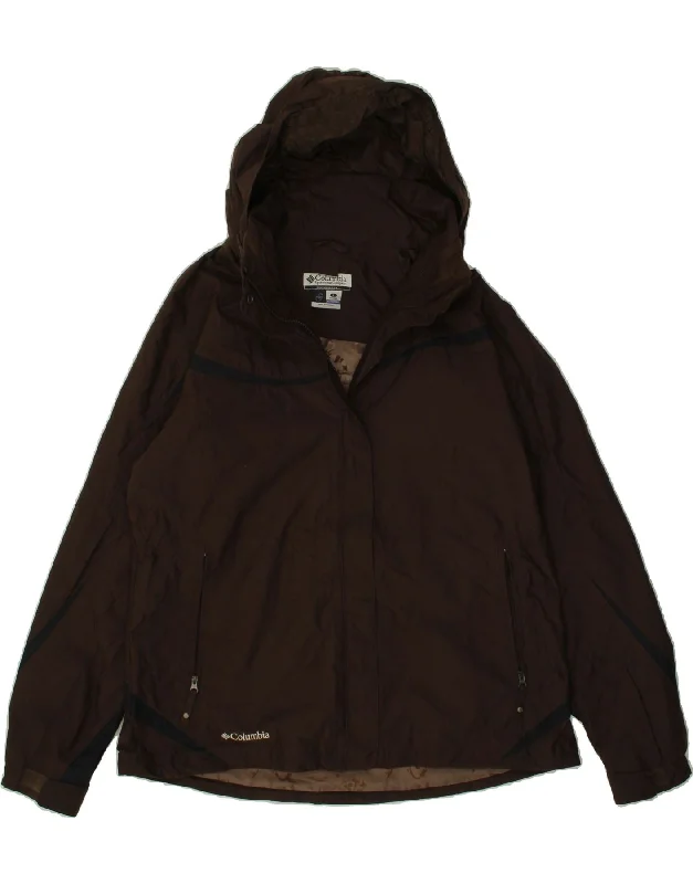 Unbeatable Prices COLUMBIA Womens Hooded Rain Jacket UK 16 Large Brown Nylon