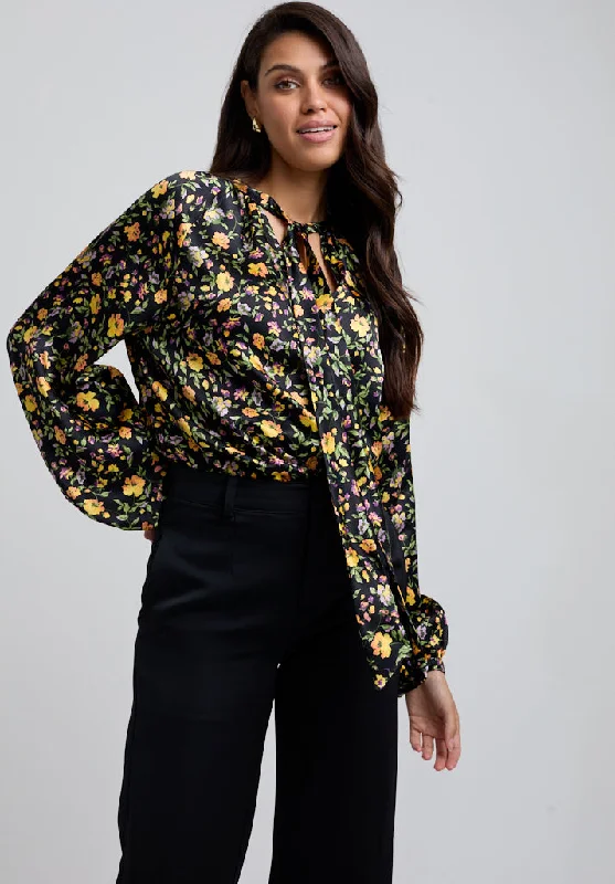Flash Sale Helena Bow Detail Floral Print Blouse In Multi