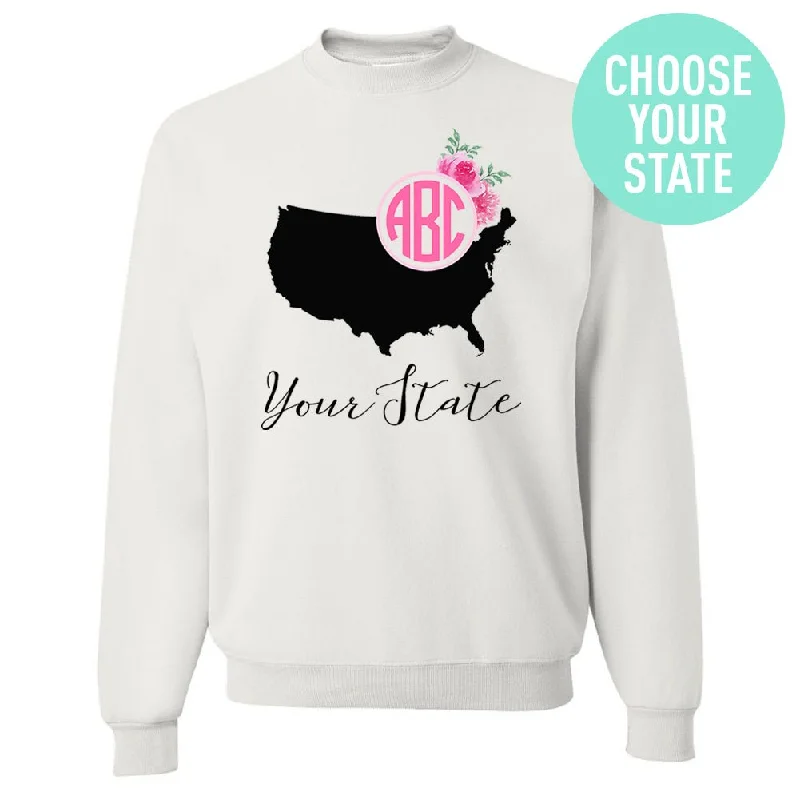 Limited Availability Monogrammed 'State Pride' Crewneck Sweatshirt