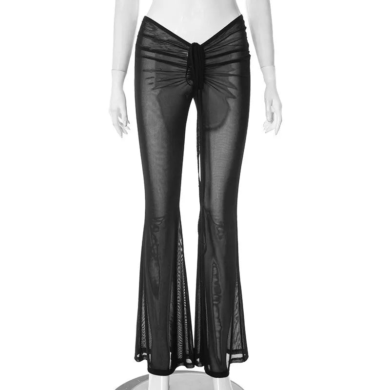Early Access Sheer Mesh Pants with Front and Back Ruching