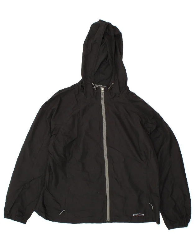 Buy Now EDDIE BAUER Womens Hooded Rain Jacket UK 18 XL Black Polyester