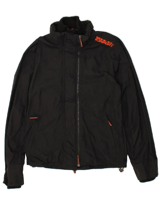 Weekend Savings Spectacular SUPERDRY Womens Windbreaker Jacket UK 18 XL Black Nylon