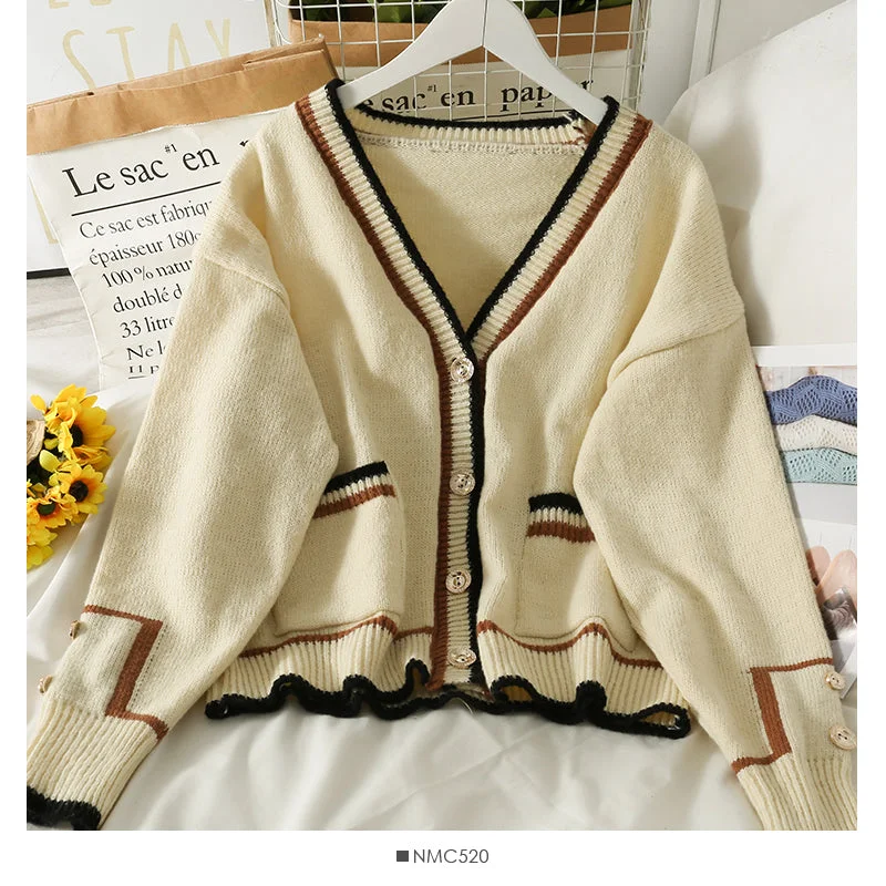 Big Discounts Sweater women's striped low neck single breasted cardigan over top 1984 Big Discounts Sweater women's striped low neck single breasted cardigan over top 1984
