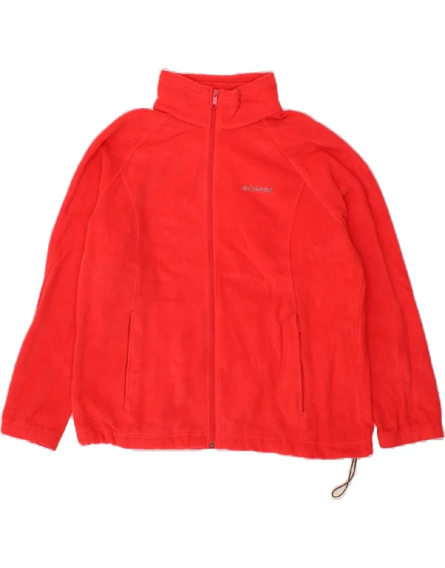 Online Exclusive COLUMBIA Womens Fleece Jacket UK 20 2XL Red Polyester