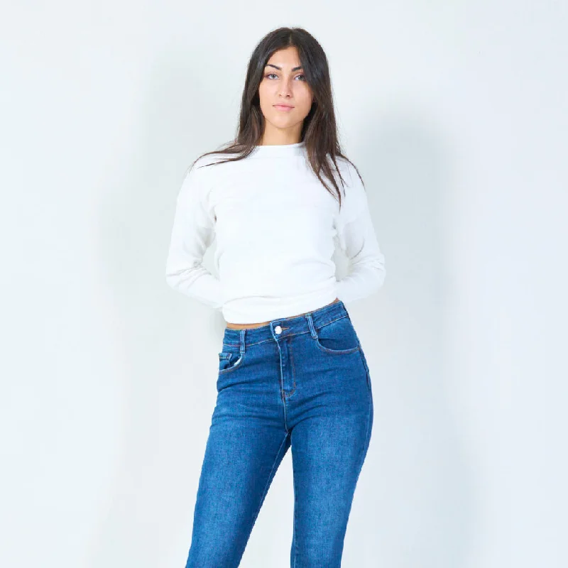 Markdown Sale Distressed hem knit sweater with boatneck wholesale