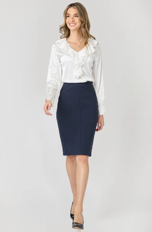 Lowest Rates Satin Blouse with V-neck Ruffles