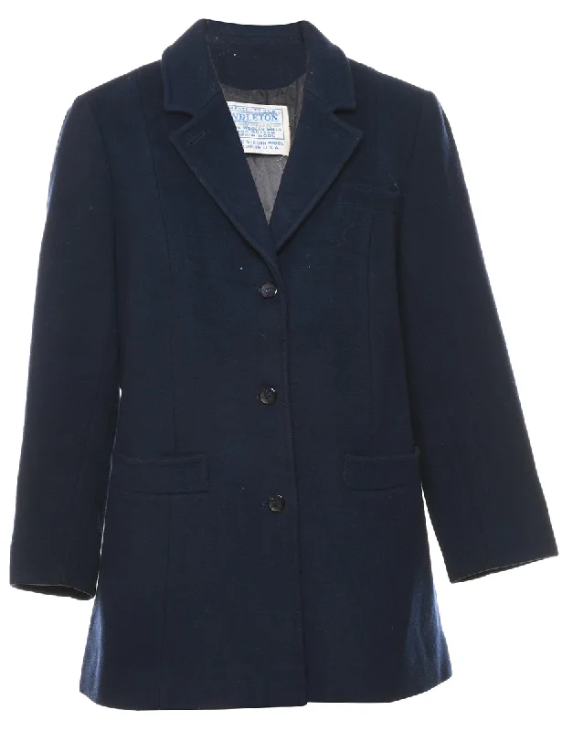 Navy Pendleton Wool Coat - M