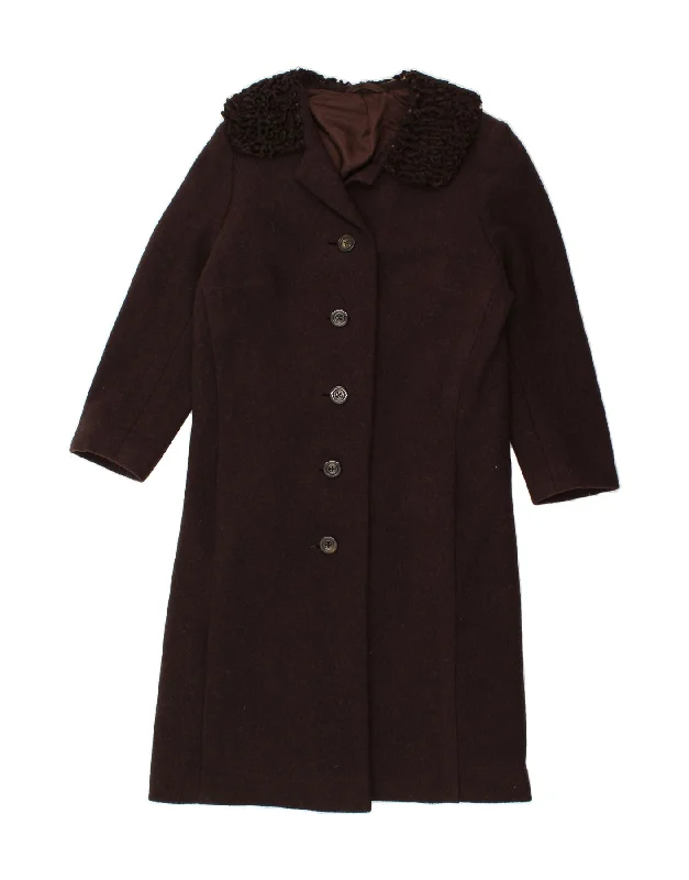Unmissable Offer VINTAGE Womens Overcoat UK 12 Medium Brown