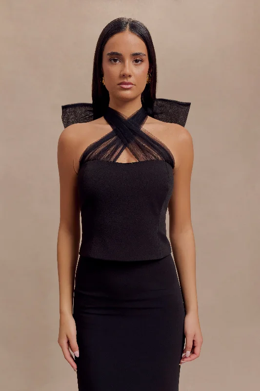 Weekend-Only Price Drops Maryam Tulle Bow Top -  Black
