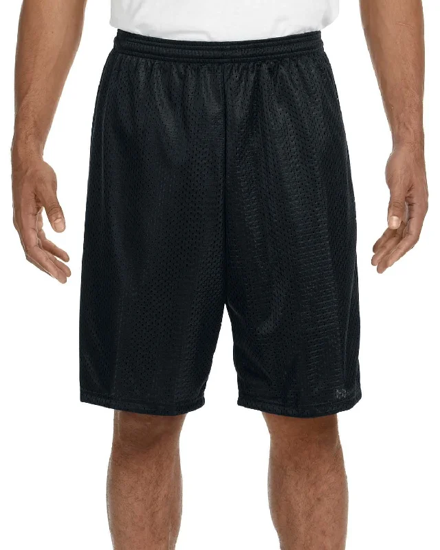 A4 Adult Nine Inch Inseam Mesh Shorts | Black