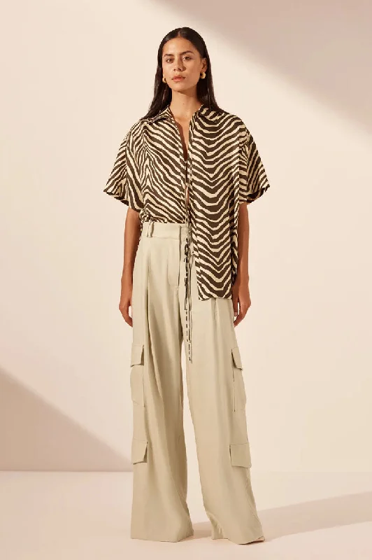 Half Price Shona Joy Sana Silk Tie Shirt - Bone