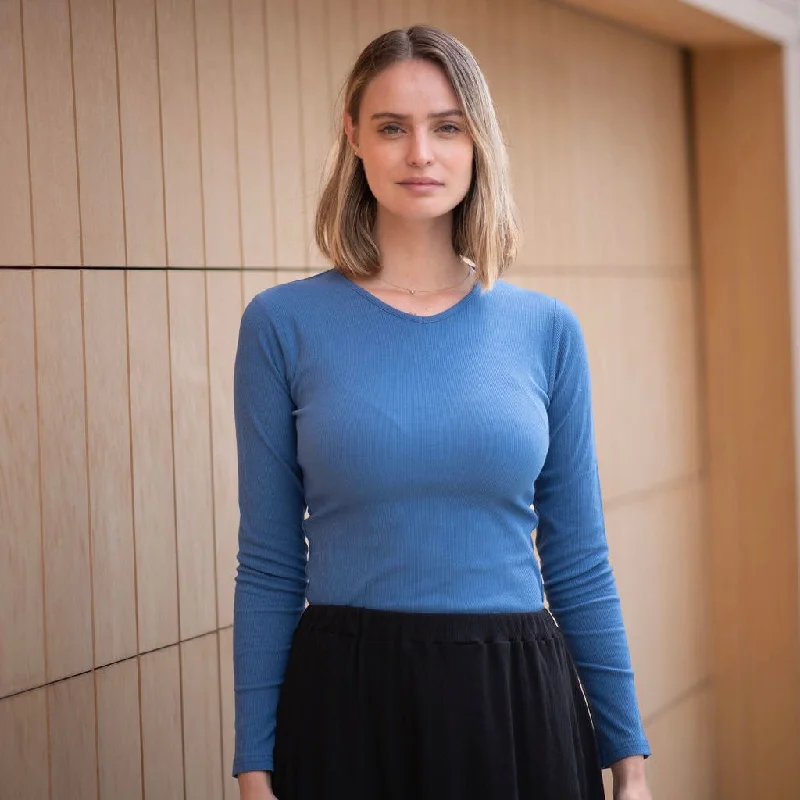 Today Only Ribbed V-Neck Tee | Periwinkle