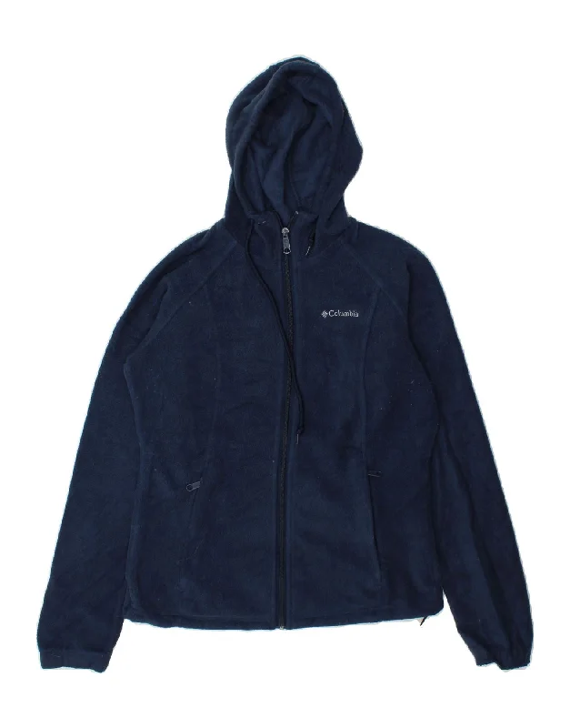 Low Cost COLUMBIA Womens Hooded Fleece Jacket UK 10 Small Navy Blue Polyester