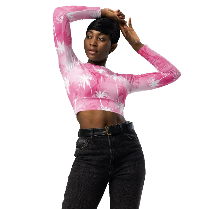 Weekend Deals That Impress SHE REBEL - Pink Tropics Recycled Crop Top UPF 50+