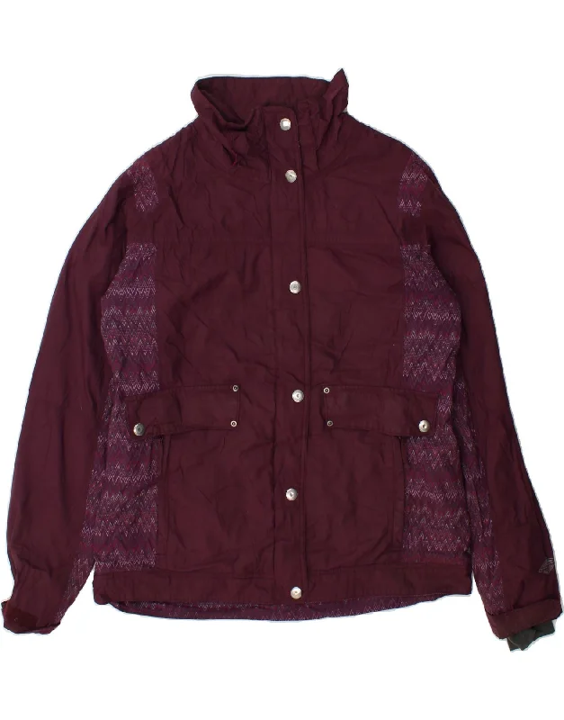 The Best Deal COLUMBIA Womens Windbreaker Jacket UK 16 Large Maroon Chevron Nylon