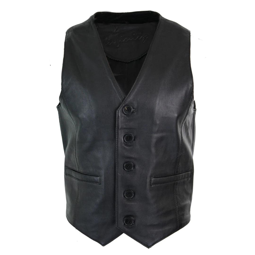 Mens Real Leather Gilet Waistcoat Classic Vintage Retro Black Camel