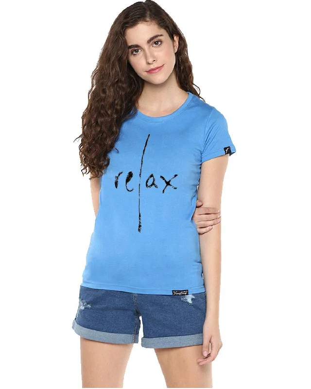 Weekend Deals That Sparkle Womens Half Sleeve Relax Printed Blue Color Tshirts